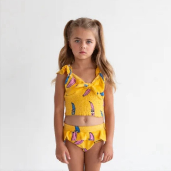 HUGO 🩷 TIKI Banana Print Terry Crop Top - Picture 1 of 4